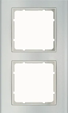 Berker B.3 afdekraam 2-voudig aluminium/wit