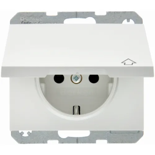BERKER K.1 WANDCONTACTDOOS+RA MET KLAPDEKSEL 1VOUDIG KINDV.WIT