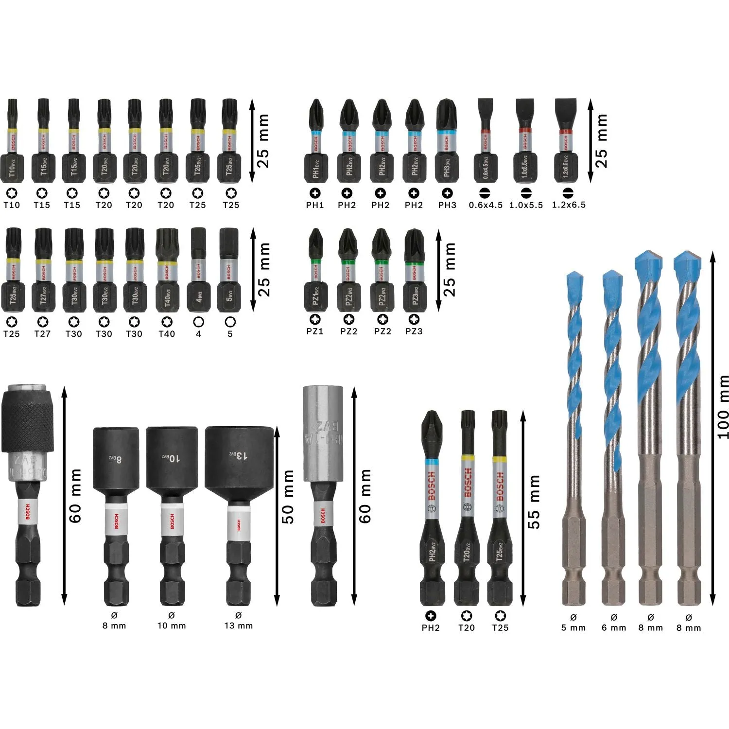 BOSCH PROFESSIONAL PRO IMPACT MIXED BOOR/BITSET 40DELIG  2608521U85